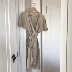 “Not Perfect Linen” Linen Wrap Dress